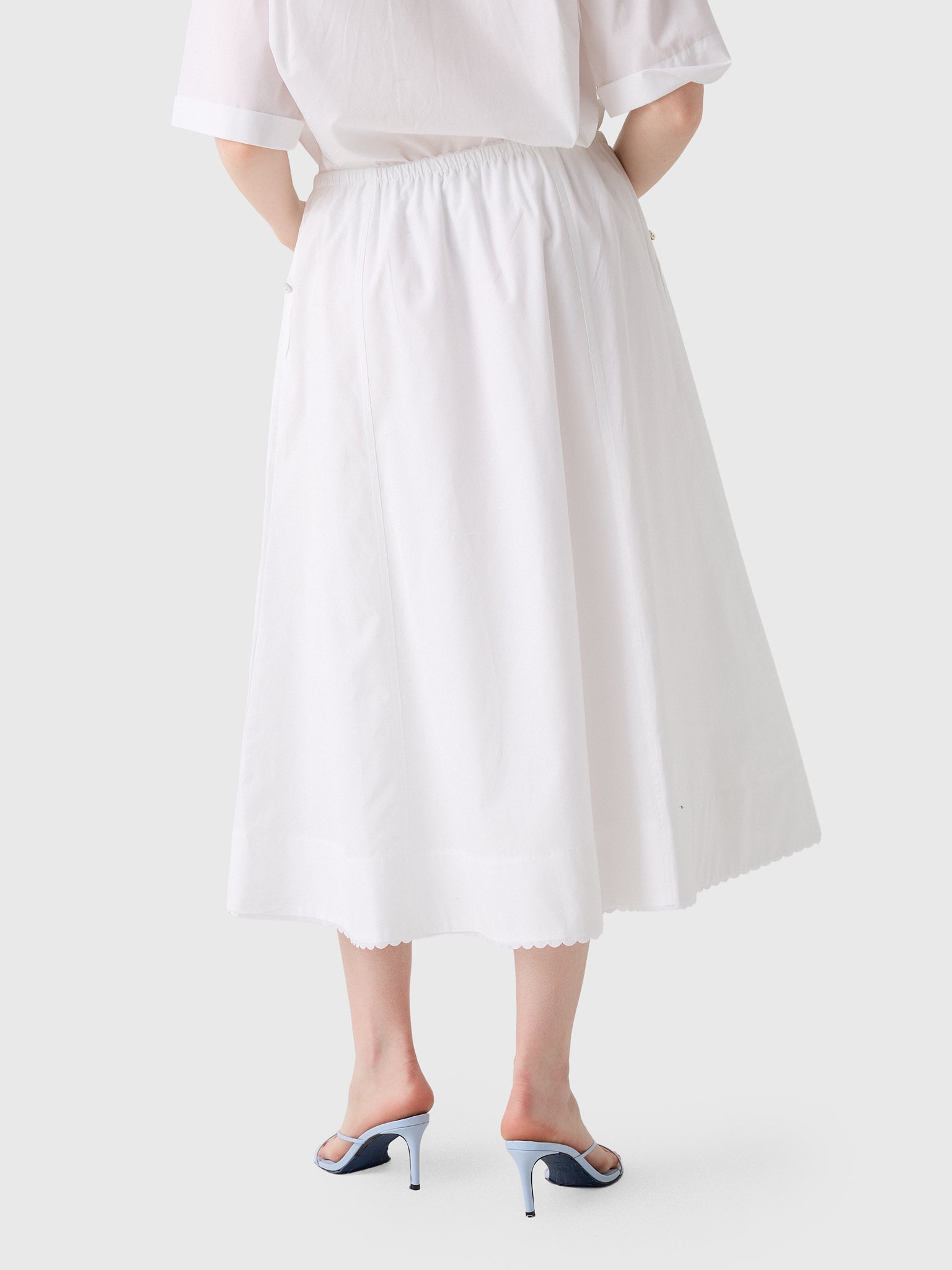 Vince Women's Scallop-Detail Cotton Midi Skirt - Saint Bernard
