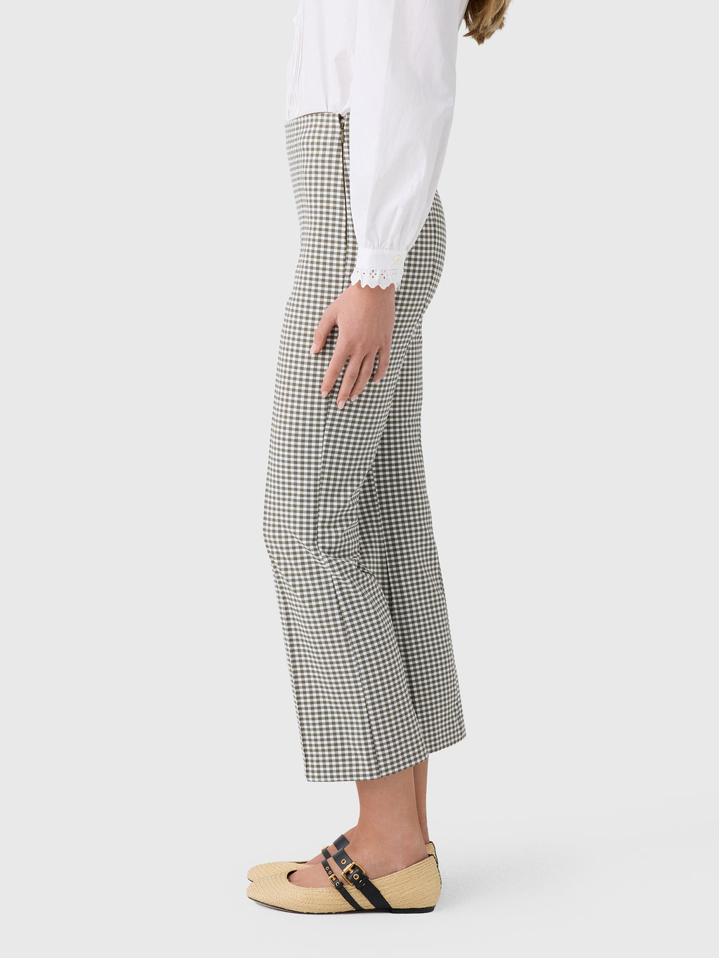 Vince Women's Niki Gingham Mid-Rise Crop Flare Pant - Saint Bernard
