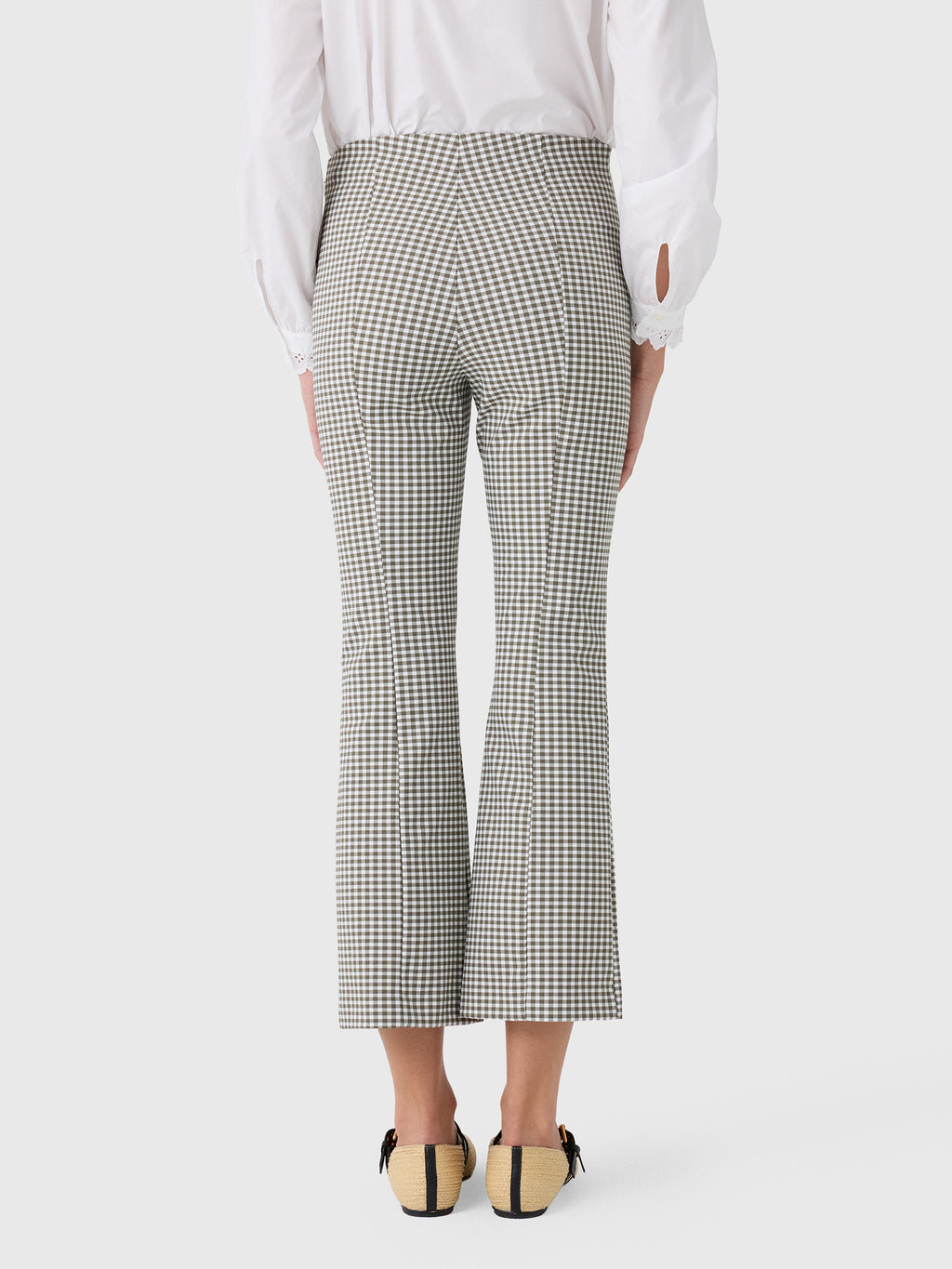 Vince Women's Niki Gingham Mid-Rise Crop Flare Pant - Saint Bernard
