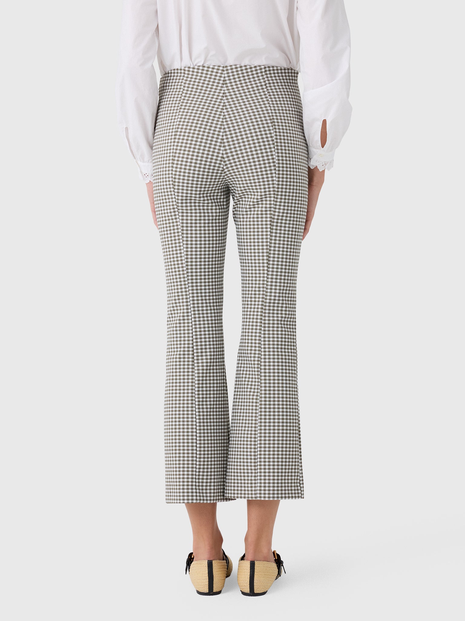 Vince Women's Niki Gingham Mid-Rise Crop Flare Pant - Saint Bernard