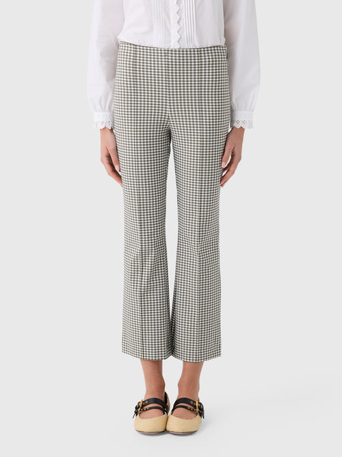 Vince Women's Niki Gingham Mid-Rise Crop Flare Pant