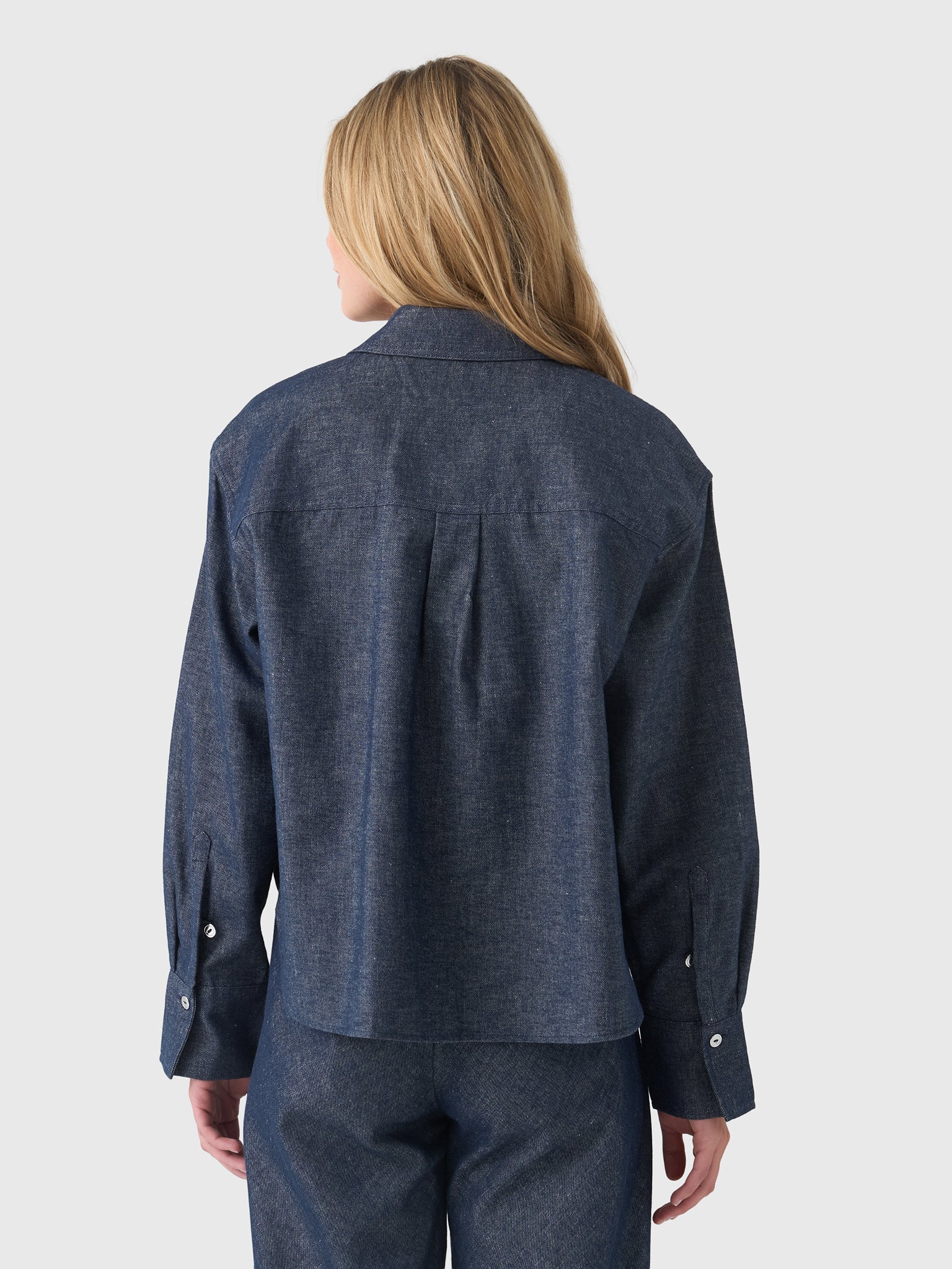 Vince Women's Cotton-Linen Chambray Cropped Button-Front Shirt - Saint Bernard