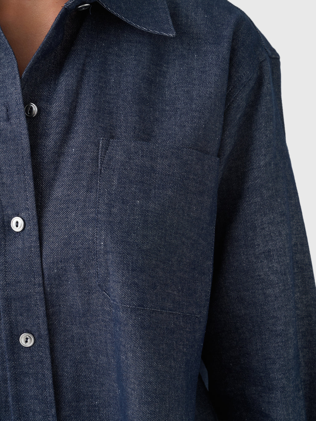 Vince Women's Cotton-Linen Chambray Cropped Button-Front Shirt - Saint Bernard
