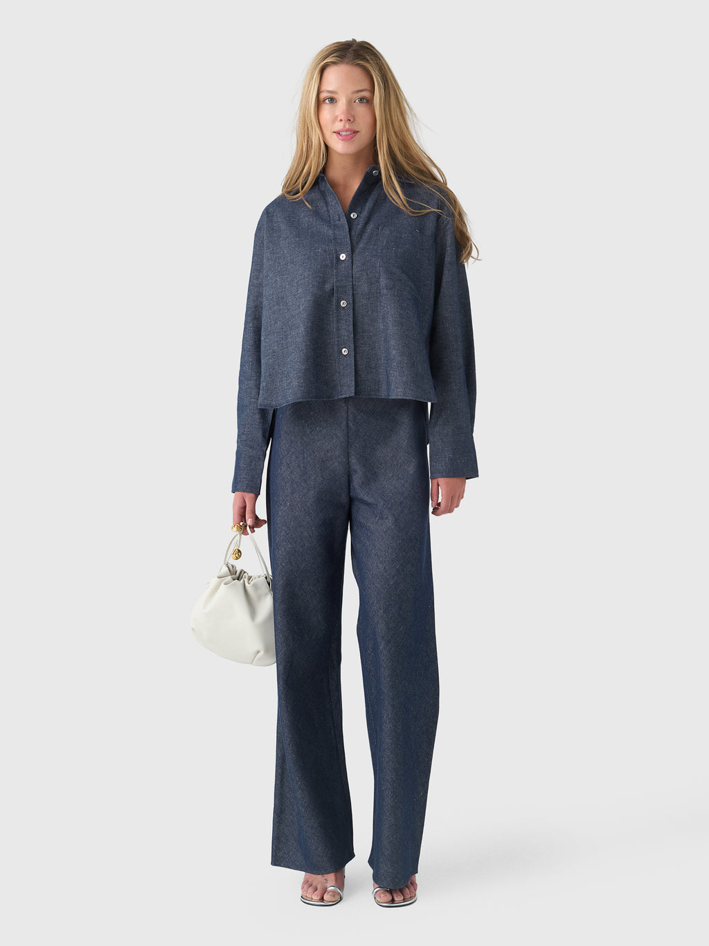 Vince Women's Colette High-Rise Cotton-Linen Chambray Bias Pant - Saint Bernard