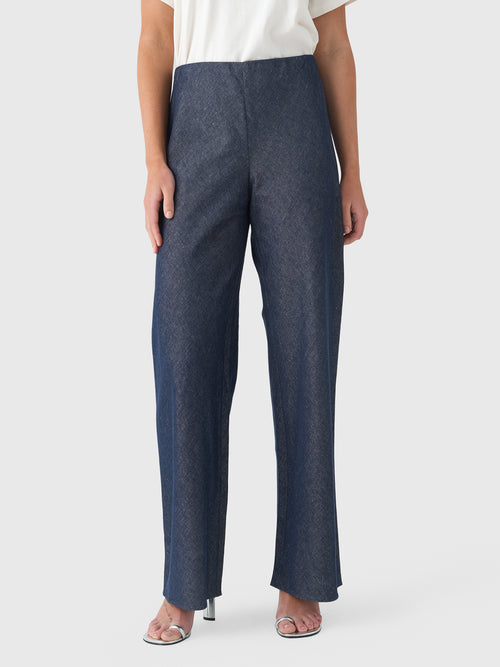 Vince Women's Colette High-Rise Cotton-Linen Chambray Bias Pant