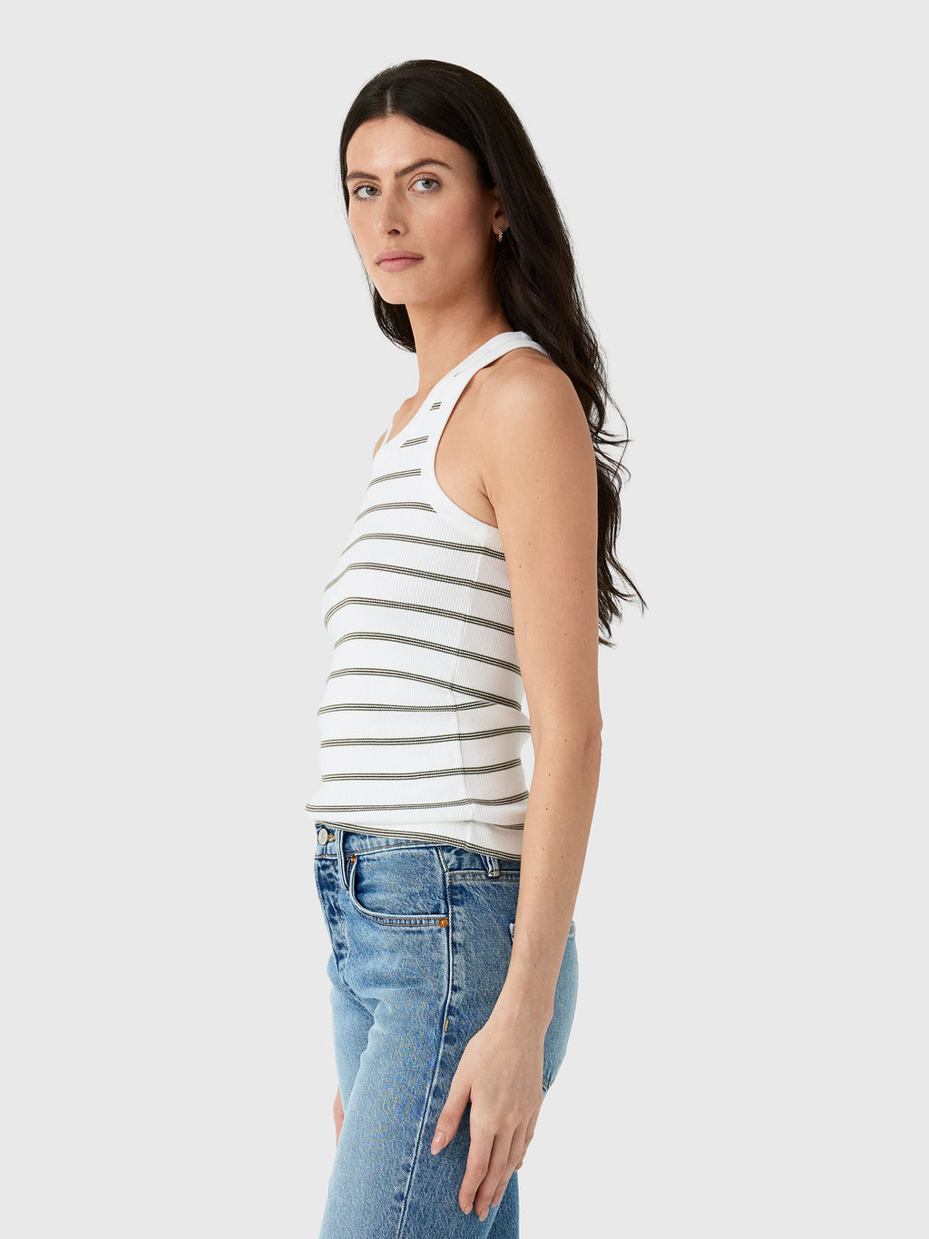 Vince Women's Striped Ribbed Scoop-Neck Tank - Saint Bernard