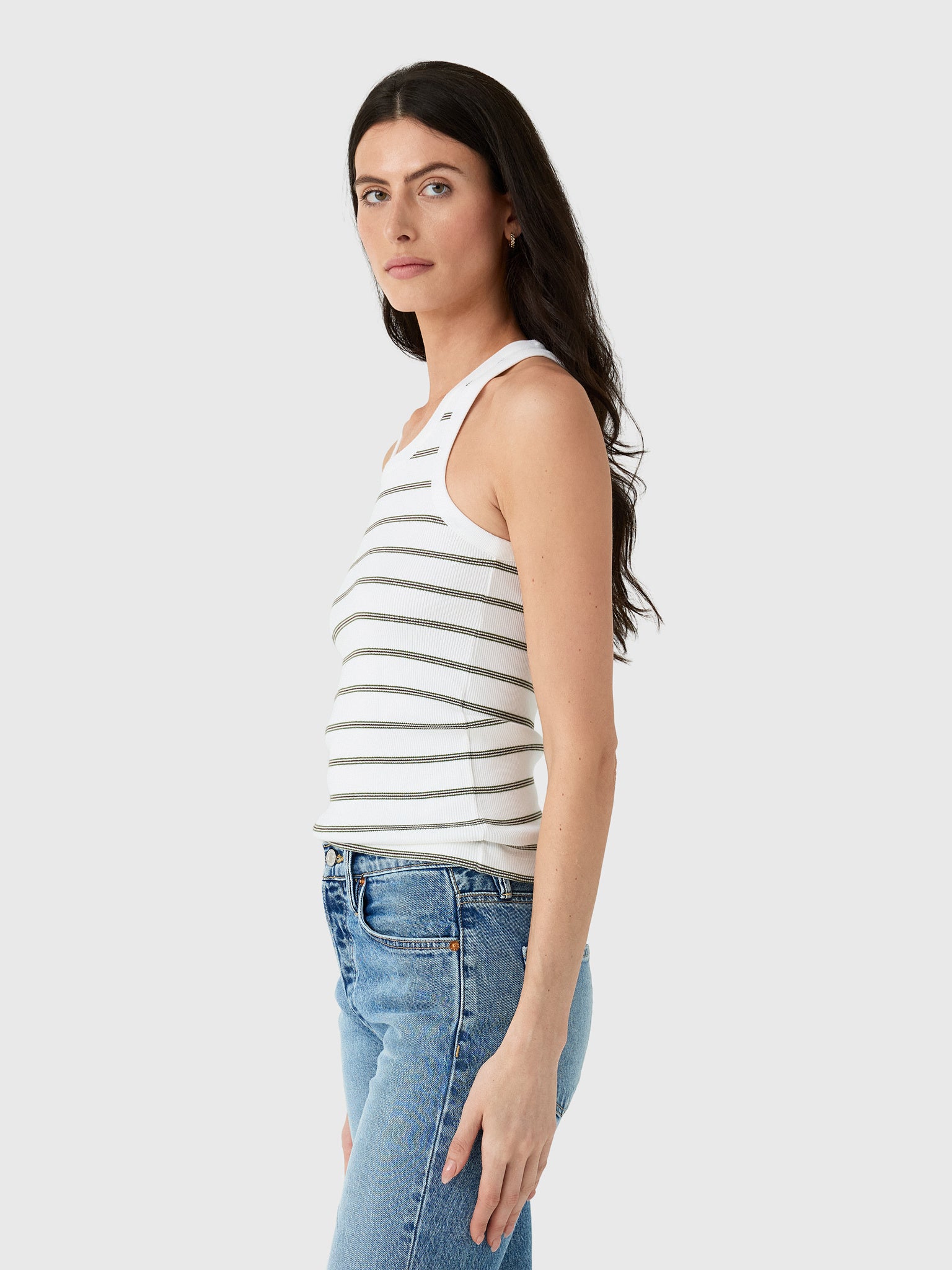 Vince Women's Striped Ribbed Scoop-Neck Tank - Saint Bernard