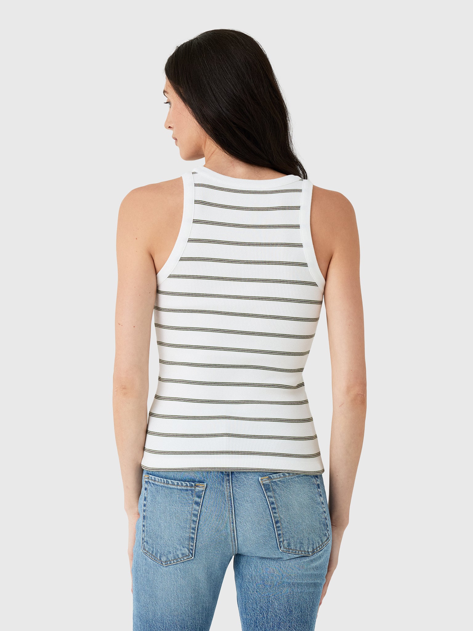 Vince Women's Striped Ribbed Scoop-Neck Tank - Saint Bernard
