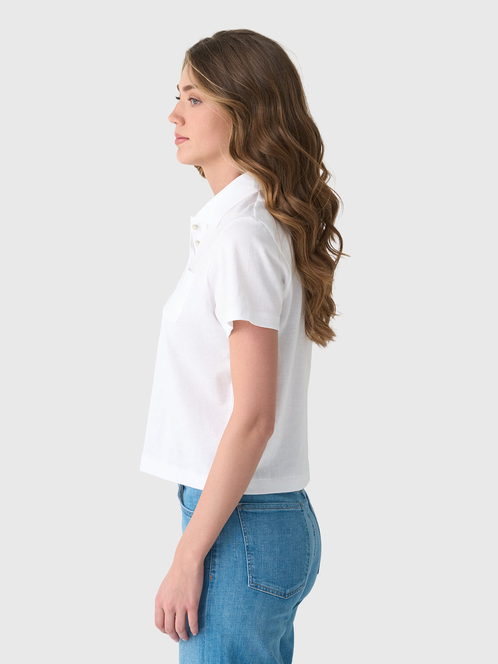 Vince Women's Short Sleeve Pocket Polo - Saint Bernard