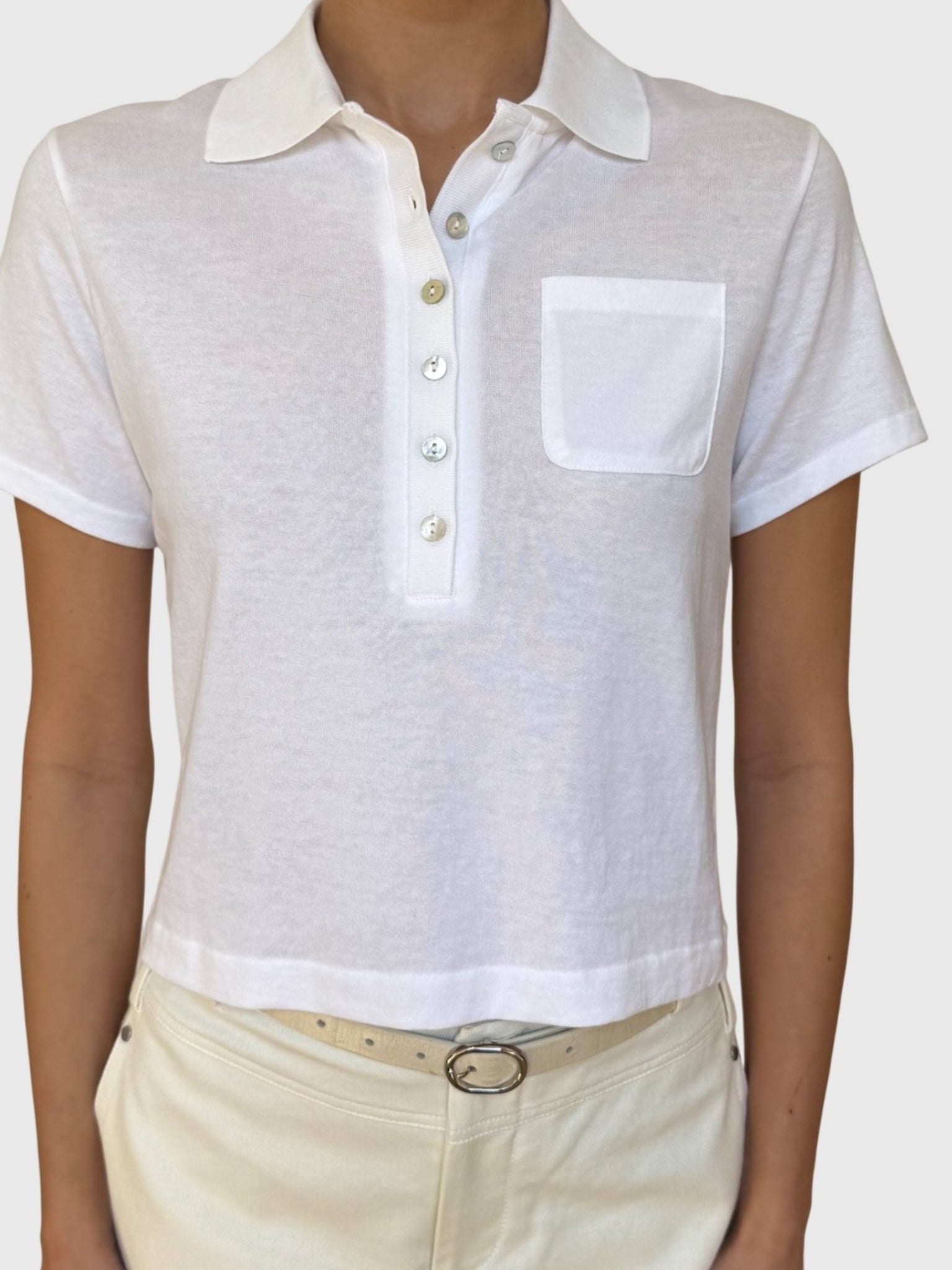 Vince Women's Short Sleeve Pocket Polo - Saint Bernard