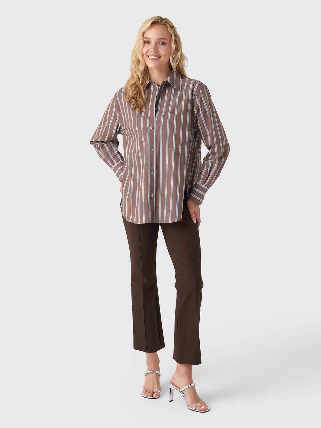 Vince Women's Stripe Button Down Shirt - Saint Bernard