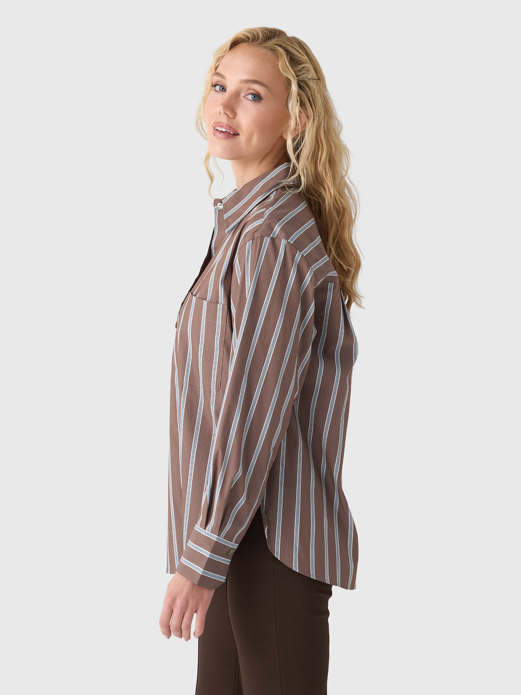 Vince Women's Stripe Button Down Shirt - Saint Bernard