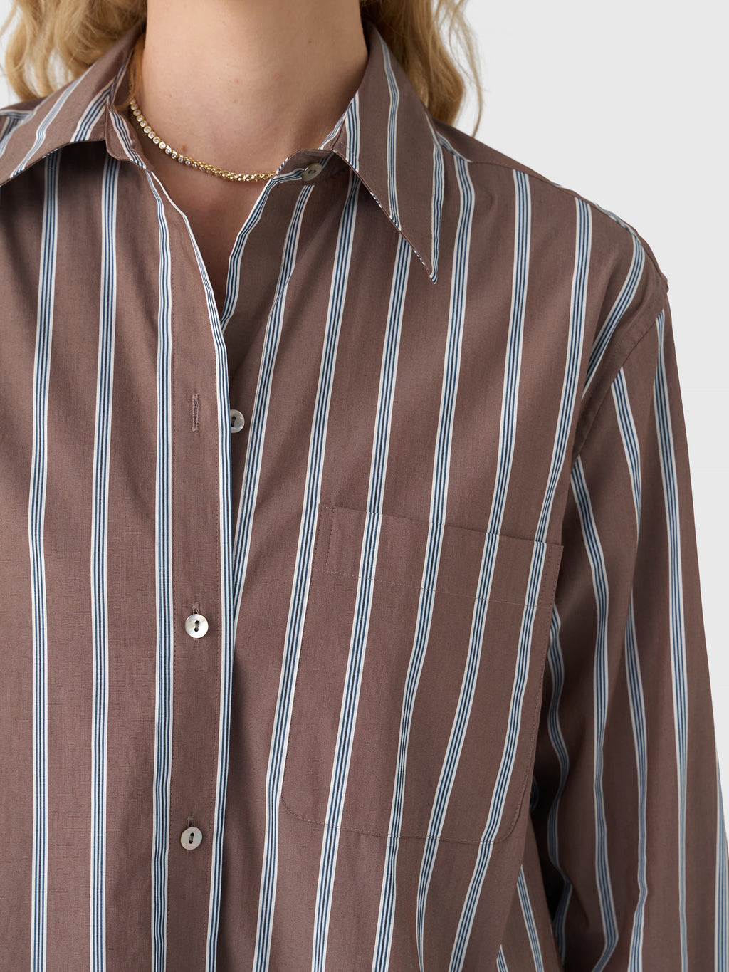 Vince Women's Stripe Button Down Shirt - Saint Bernard