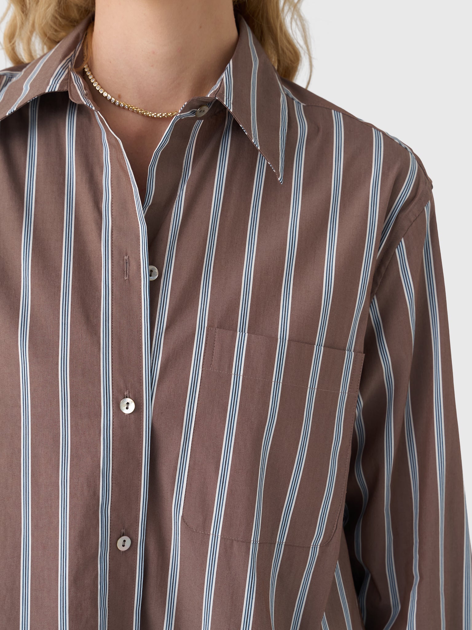Vince Women's Stripe Button Down Shirt - Saint Bernard