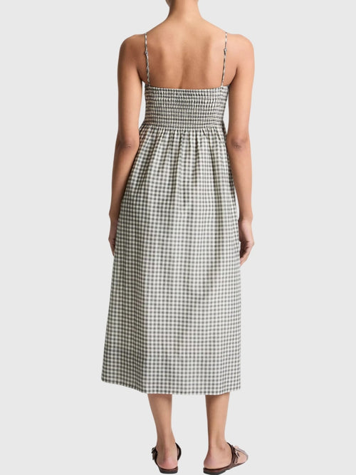 Vince Women's Gingham Cotton-Silk Tie Smocked Dress
