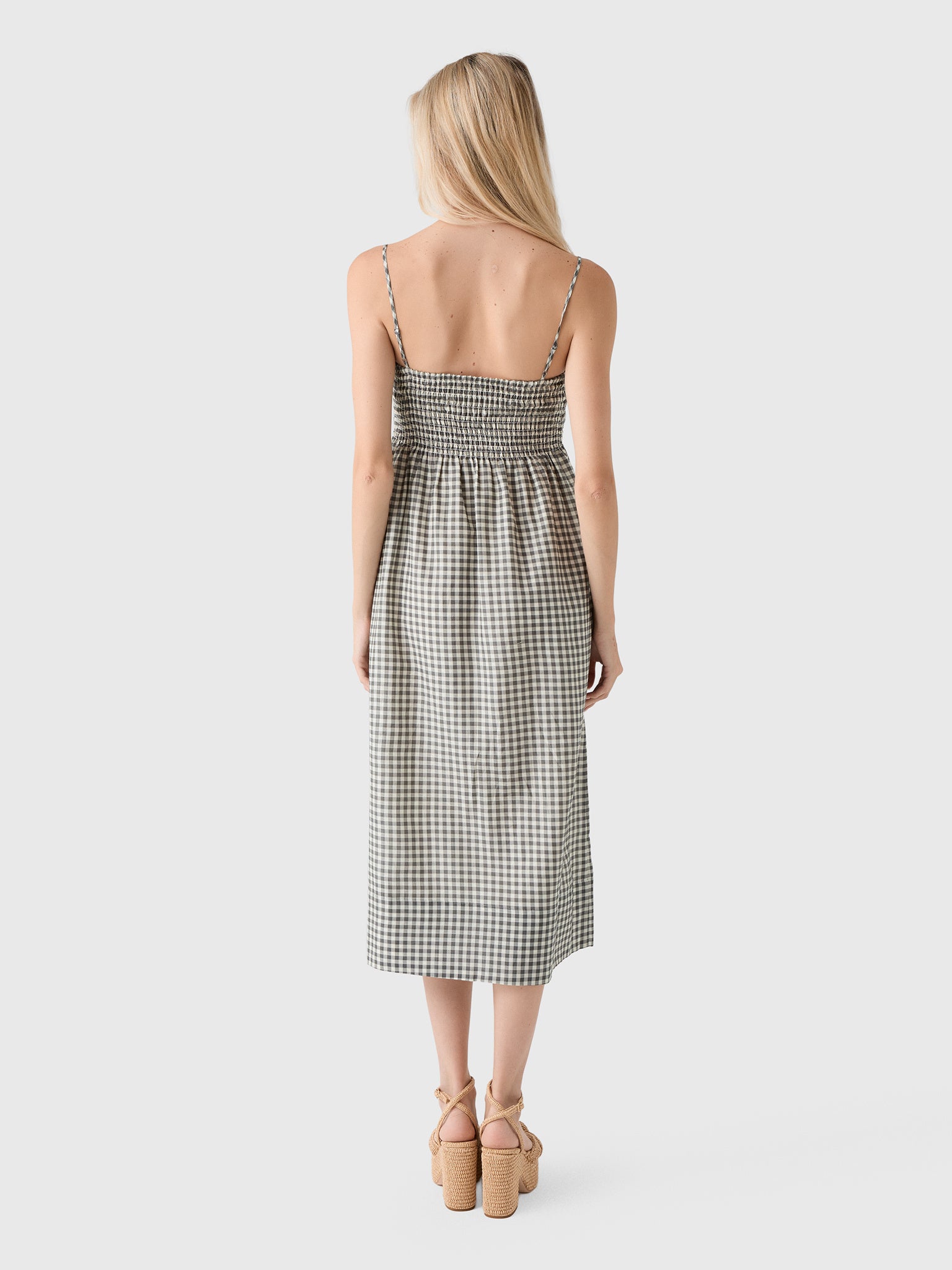 Vince Women's Gingham Cotton-Silk Tie Smocked Dress - Saint Bernard