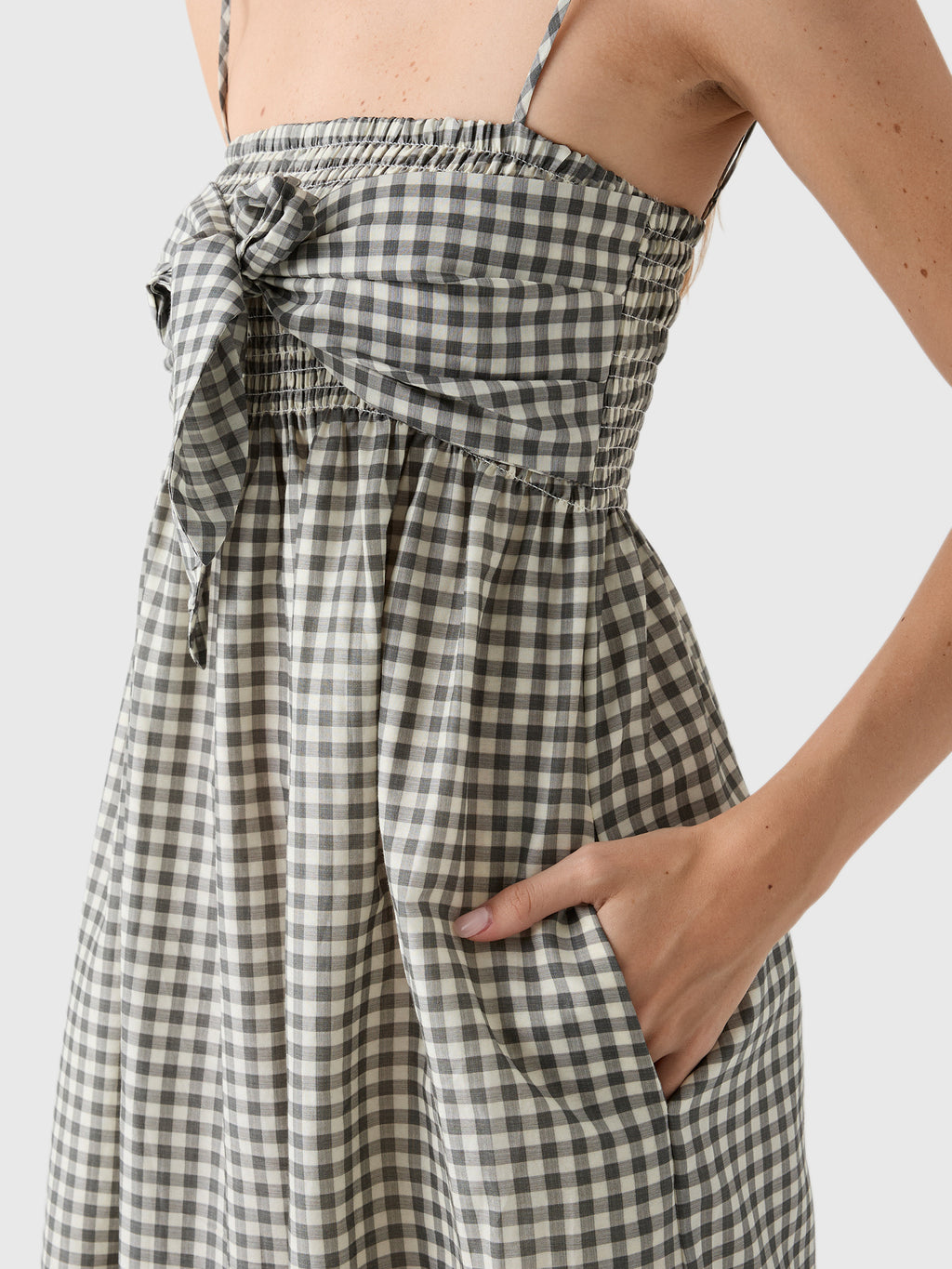 Vince Women's Gingham Cotton-Silk Tie Smocked Dress - Saint Bernard