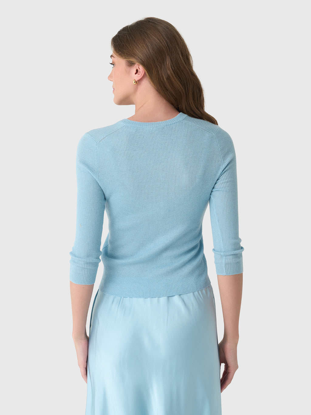 Vince Women's Solid High V-Neck Long Sleeve Sweater - Saint Bernard