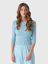Vince Women's Solid High V-Neck Long Sleeve Sweater - Saint Bernard