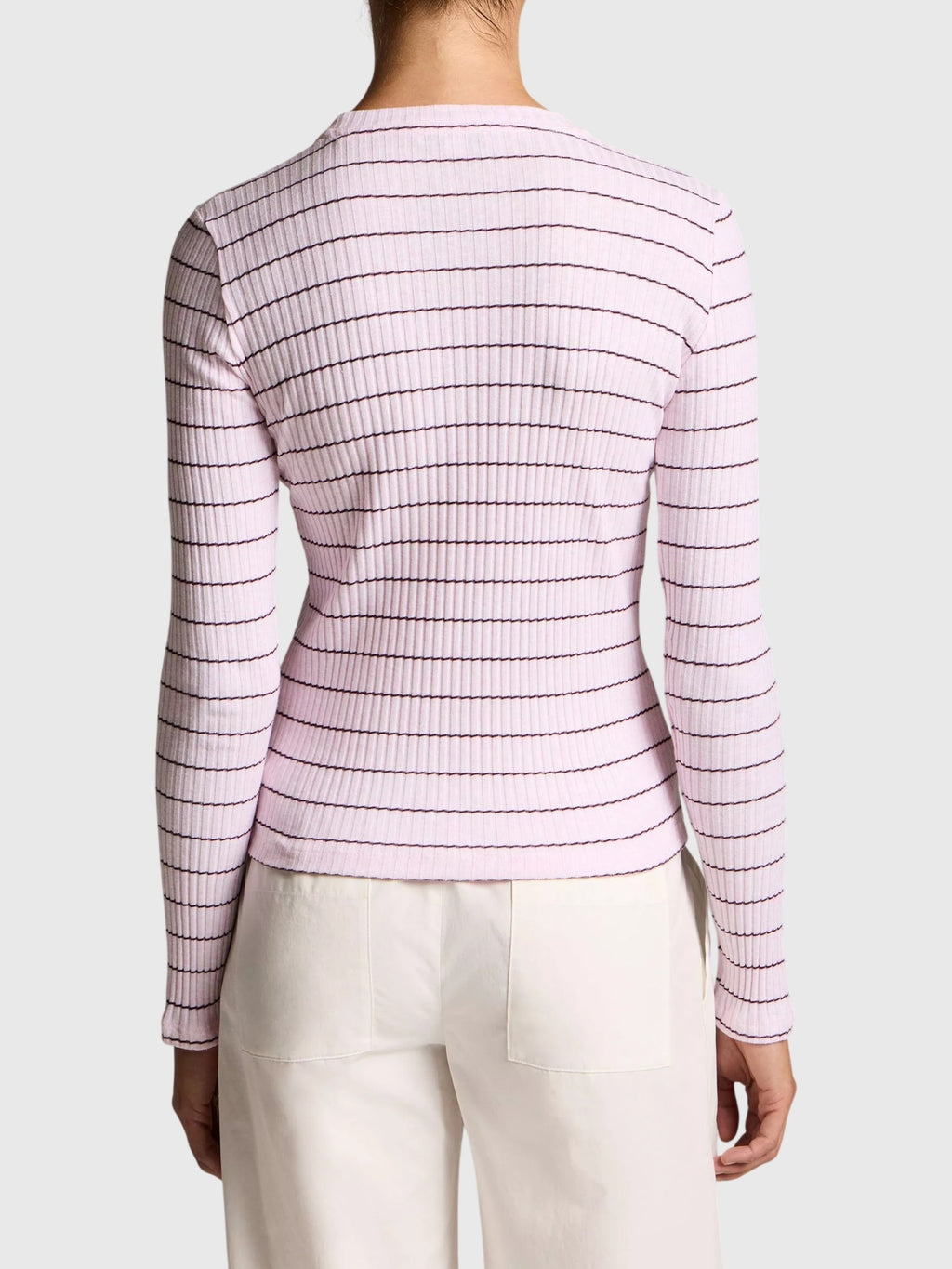 Vince Women's Striped Ribbed Cotton Long-Sleeve T-Shirt - Saint Bernard