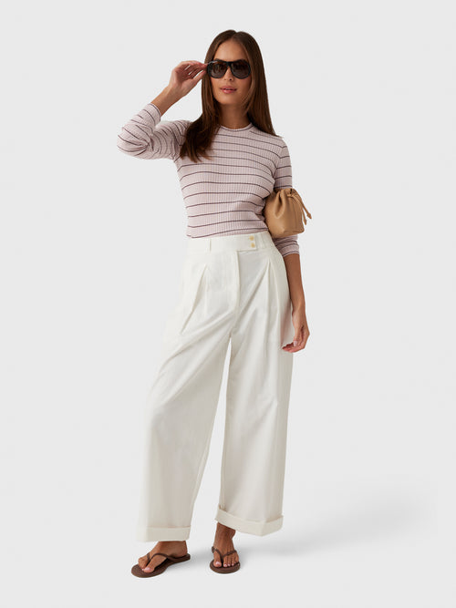 Vince Women's Striped Ribbed Cotton Long-Sleeve T-Shirt