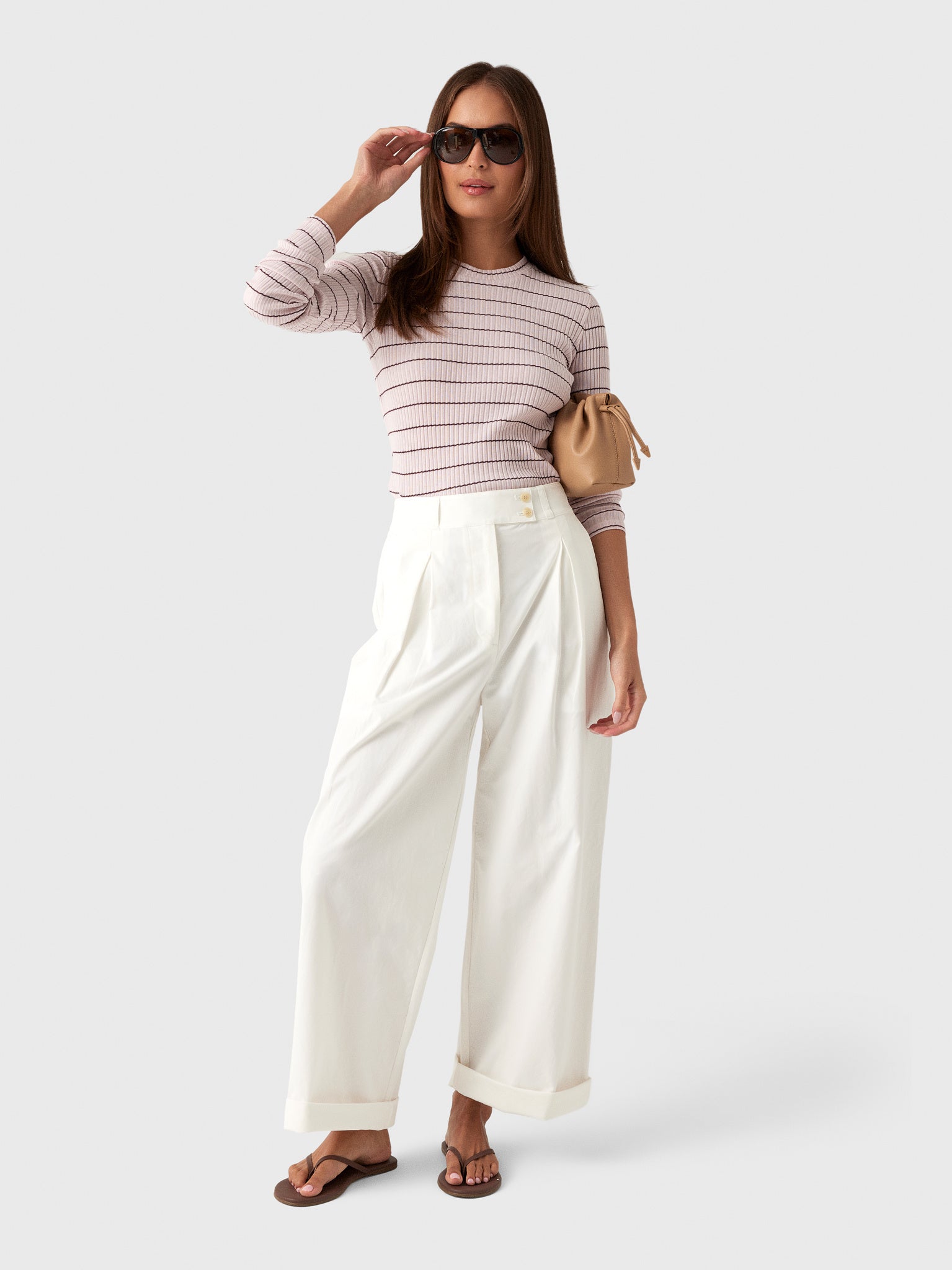 Vince Women's Striped Ribbed Cotton Long-Sleeve T-Shirt - Saint Bernard