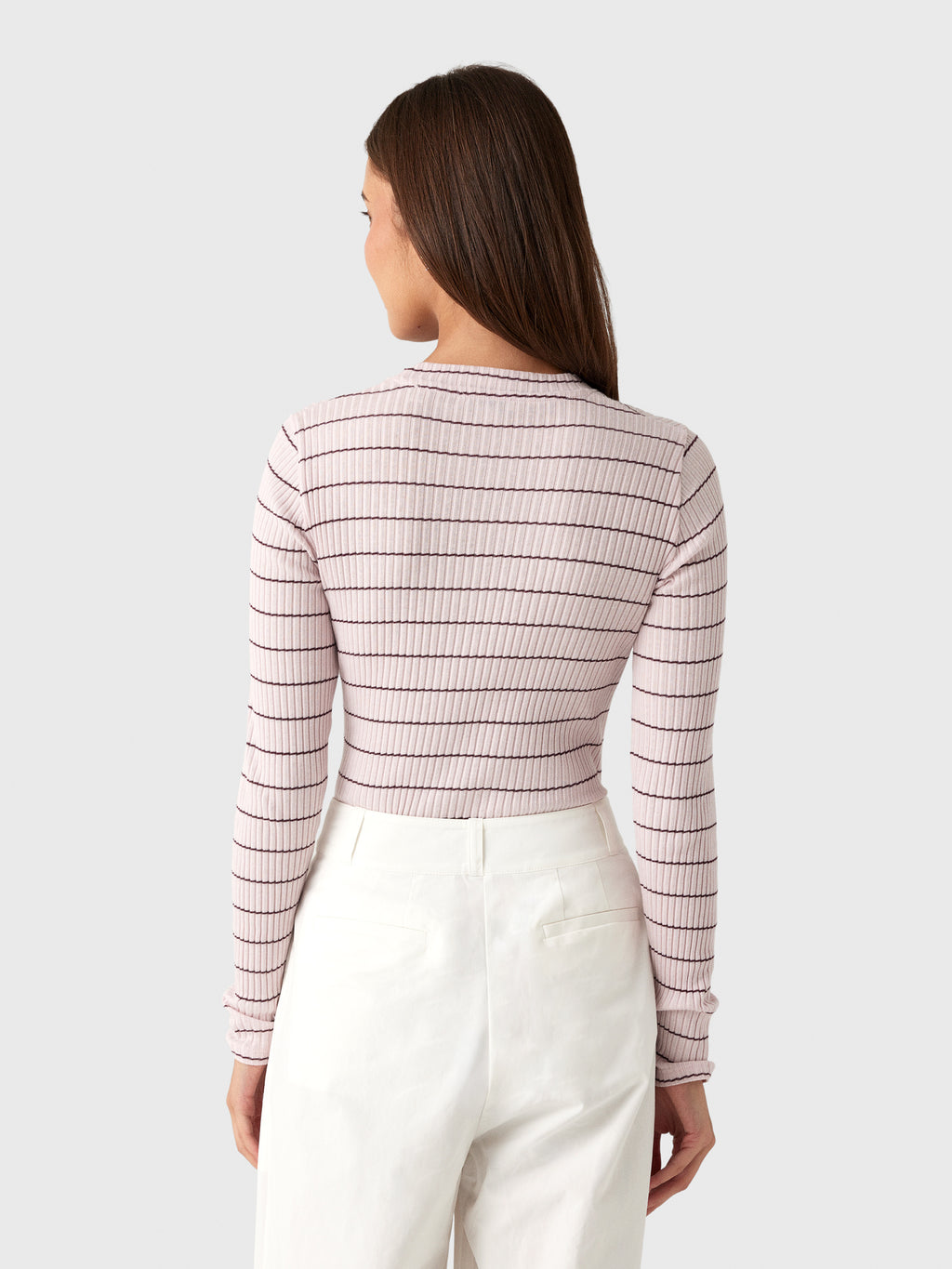 Vince Women's Striped Ribbed Cotton Long-Sleeve T-Shirt - Saint Bernard