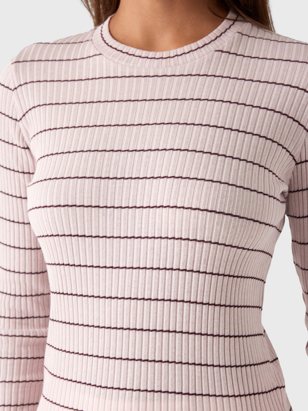 Vince Women's Striped Ribbed Cotton Long-Sleeve T-Shirt - Saint Bernard