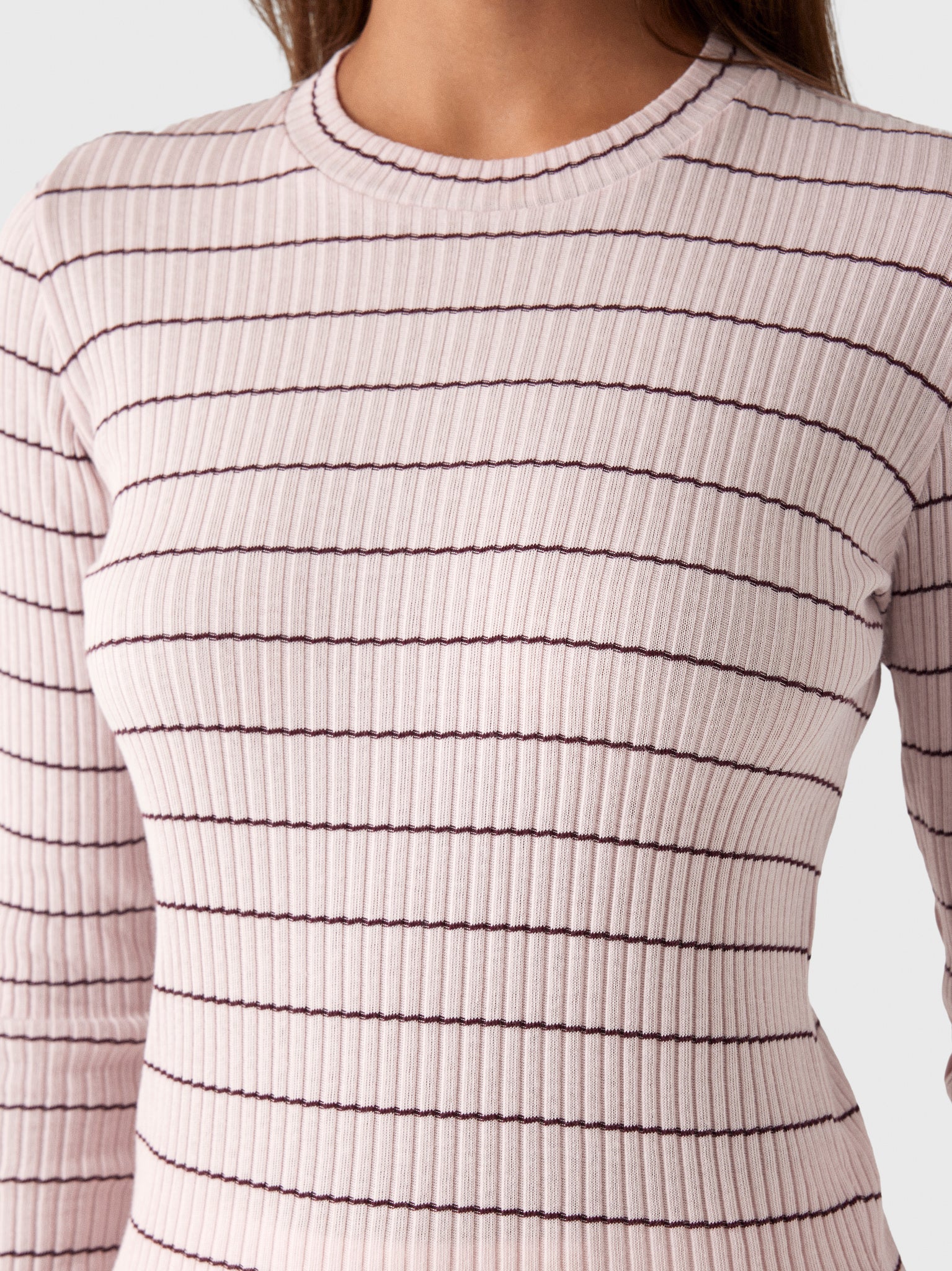 Vince Women's Striped Ribbed Cotton Long-Sleeve T-Shirt - Saint Bernard