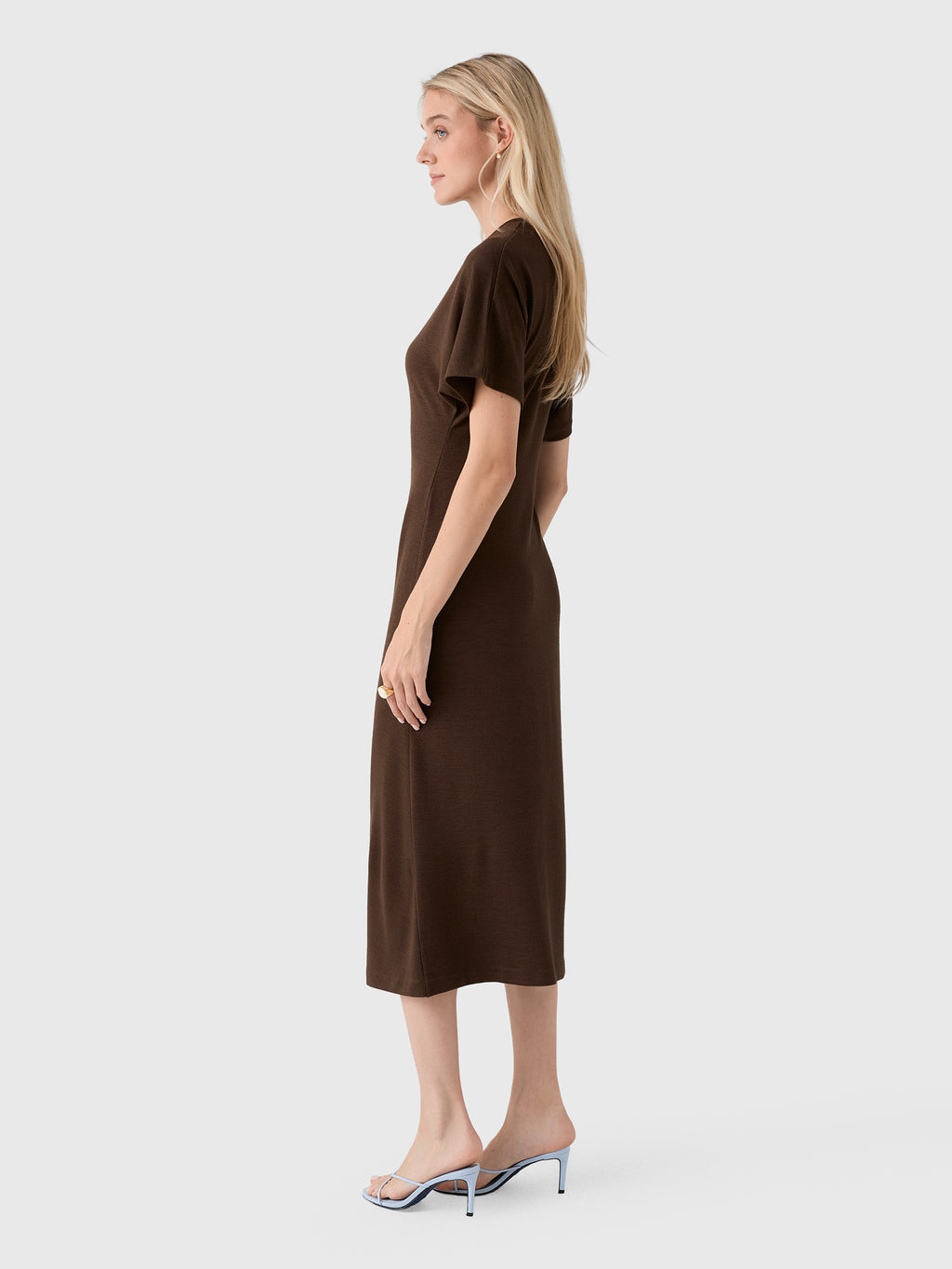 Vince Women's Ruched-Side Matte Jersey Short-Sleeve Dress - Saint Bernard