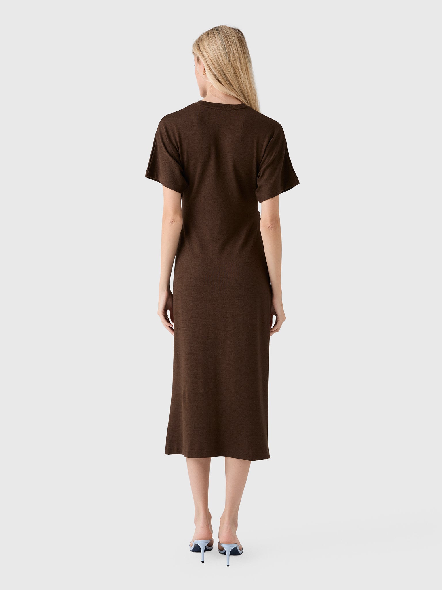 Vince Women's Ruched-Side Matte Jersey Short-Sleeve Dress - Saint Bernard