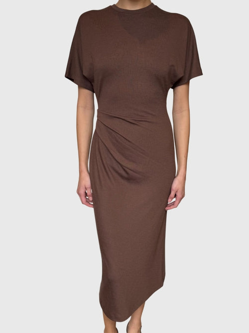 Vince Women's Ruched-Side Matte Jersey Short-Sleeve Dress