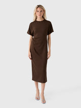 Vince Women's Ruched-Side Matte Jersey Short-Sleeve Dress - Saint Bernard