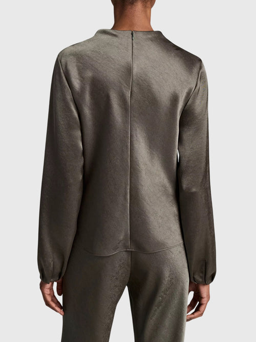 Vince Women's Satin Draped Cowl-Neck Long-Sleeve Top - Saint Bernard