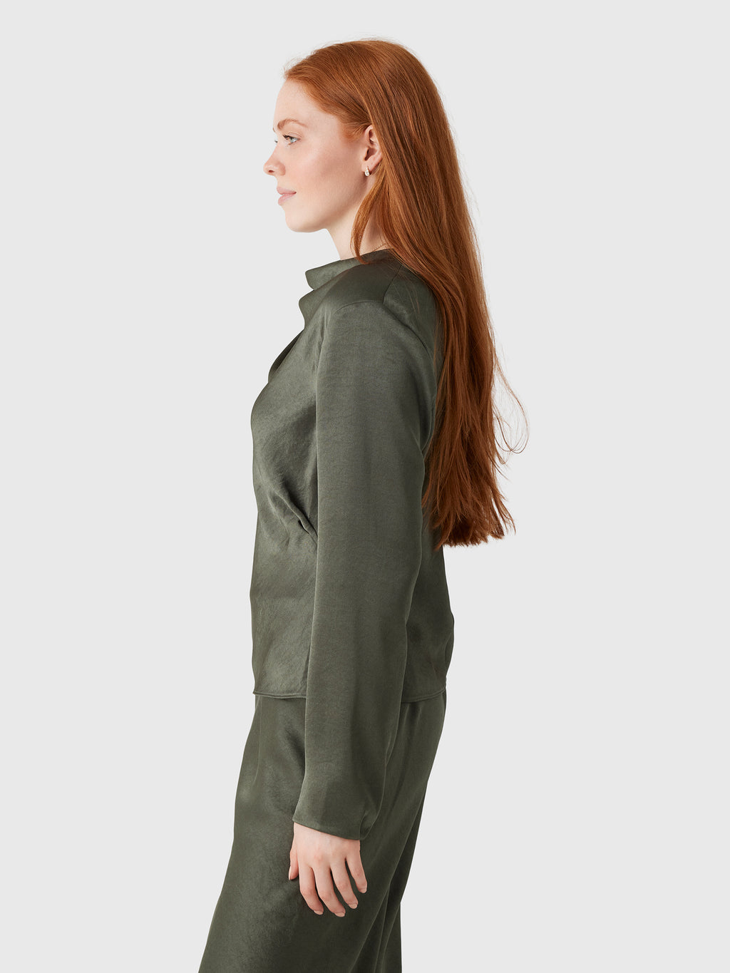 Vince Women's Satin Draped Cowl-Neck Long-Sleeve Top - Saint Bernard