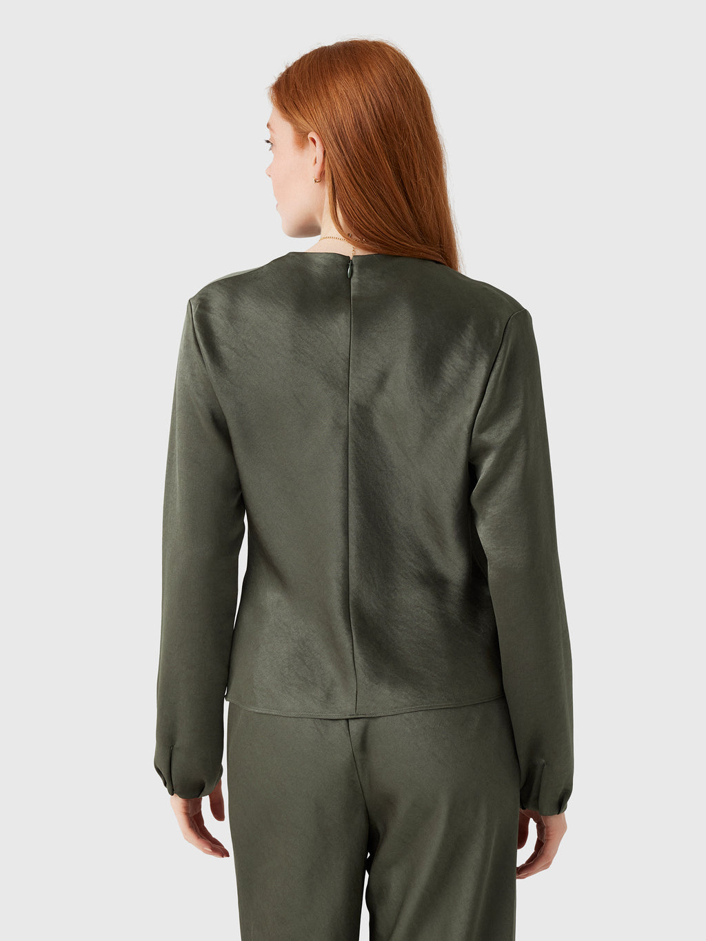 Vince Women's Satin Draped Cowl-Neck Long-Sleeve Top - Saint Bernard
