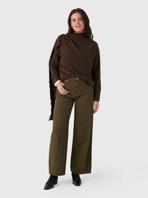 Vince Women's Fringed Draped-Shawl Wool-Cashmere Sweater - Saint Bernard