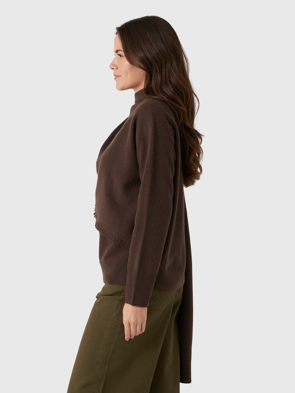 Vince Women's Fringed Draped-Shawl Wool-Cashmere Sweater - Saint Bernard