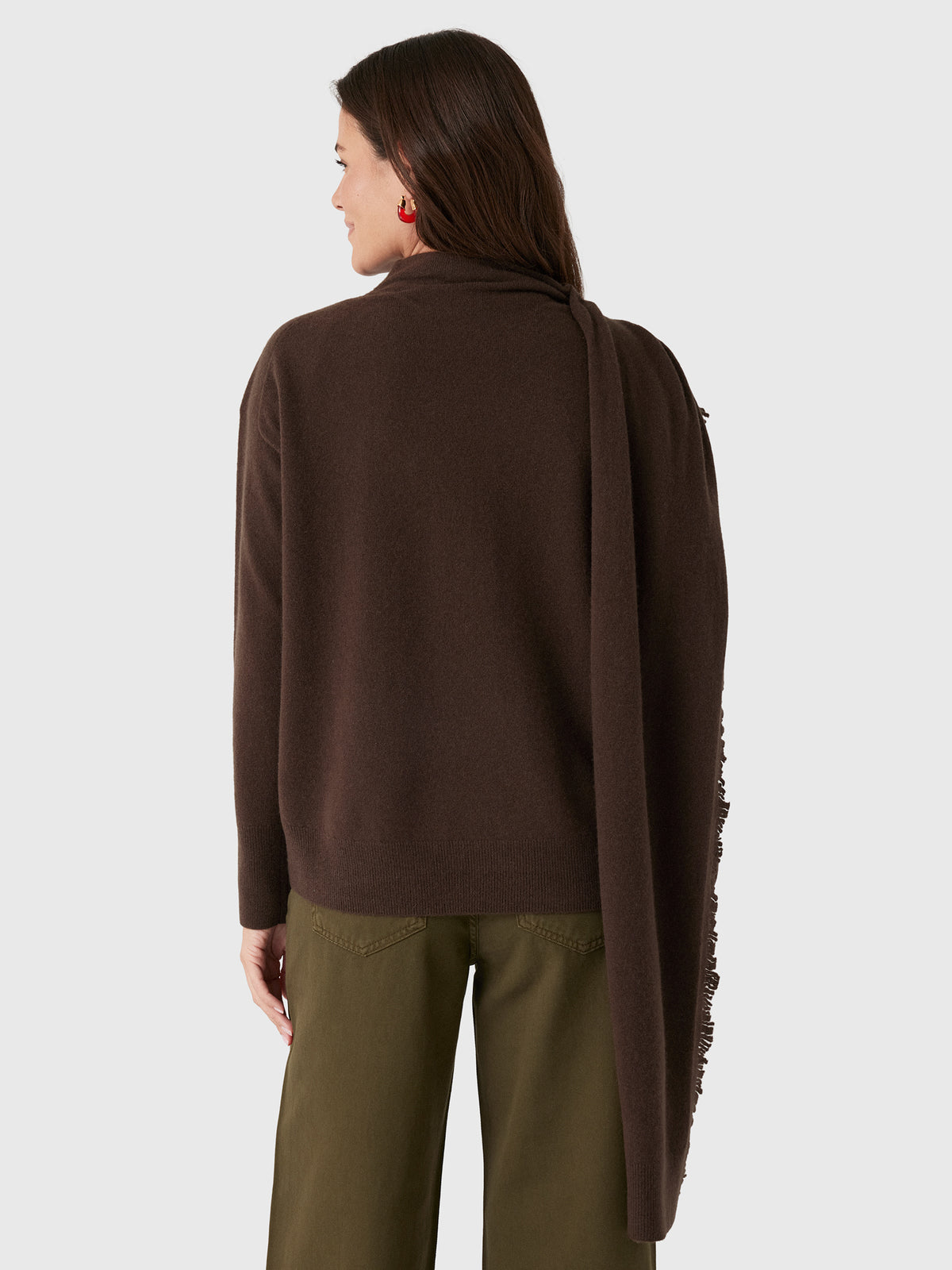 Vince Women's Fringed Draped-Shawl Wool-Cashmere Sweater - Saint Bernard