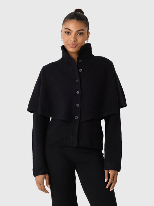 Vince Women's Wool-Blend Turtleneck Cape Cardigan