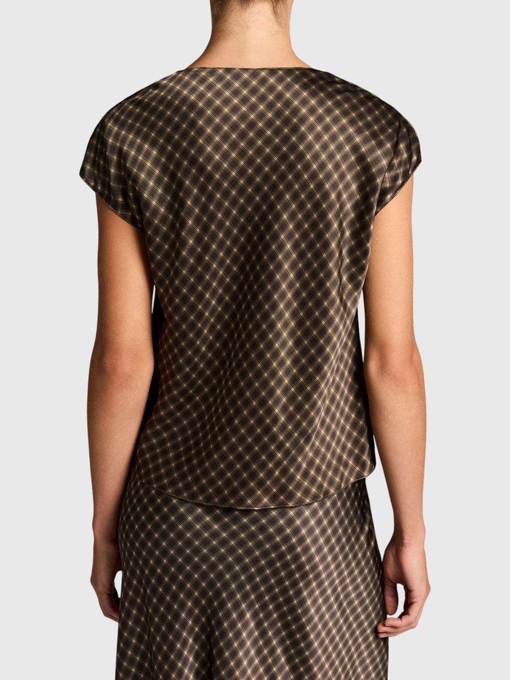 Vince Women's Ombré Plaid Silk Satin Cowl-Neck Blouse - Saint Bernard