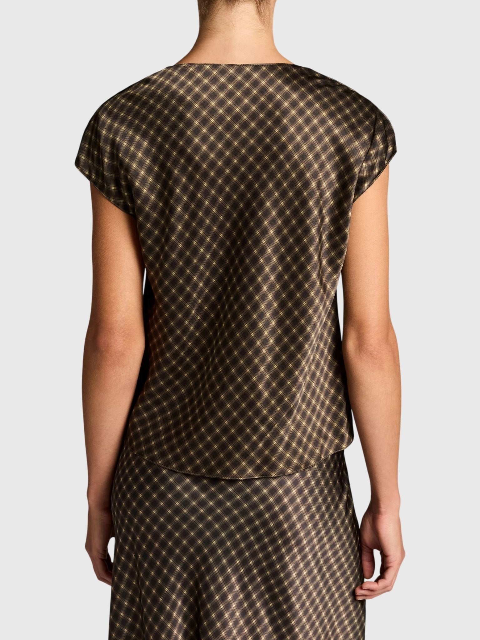 Vince Women's Ombré Plaid Silk Satin Cowl-Neck Blouse - Saint Bernard