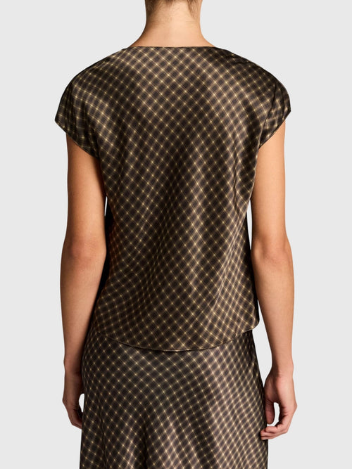 Vince Women's Ombré Plaid Silk Satin Cowl-Neck Blouse