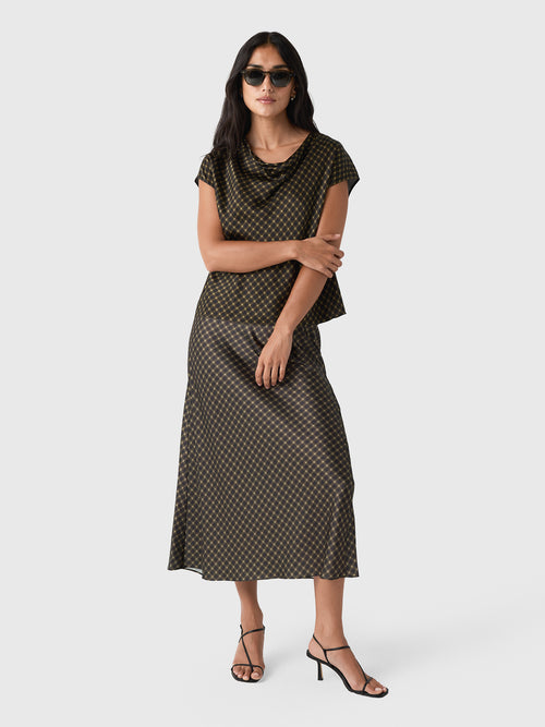 Vince Women's Ombré Plaid Silk Satin Cowl-Neck Blouse