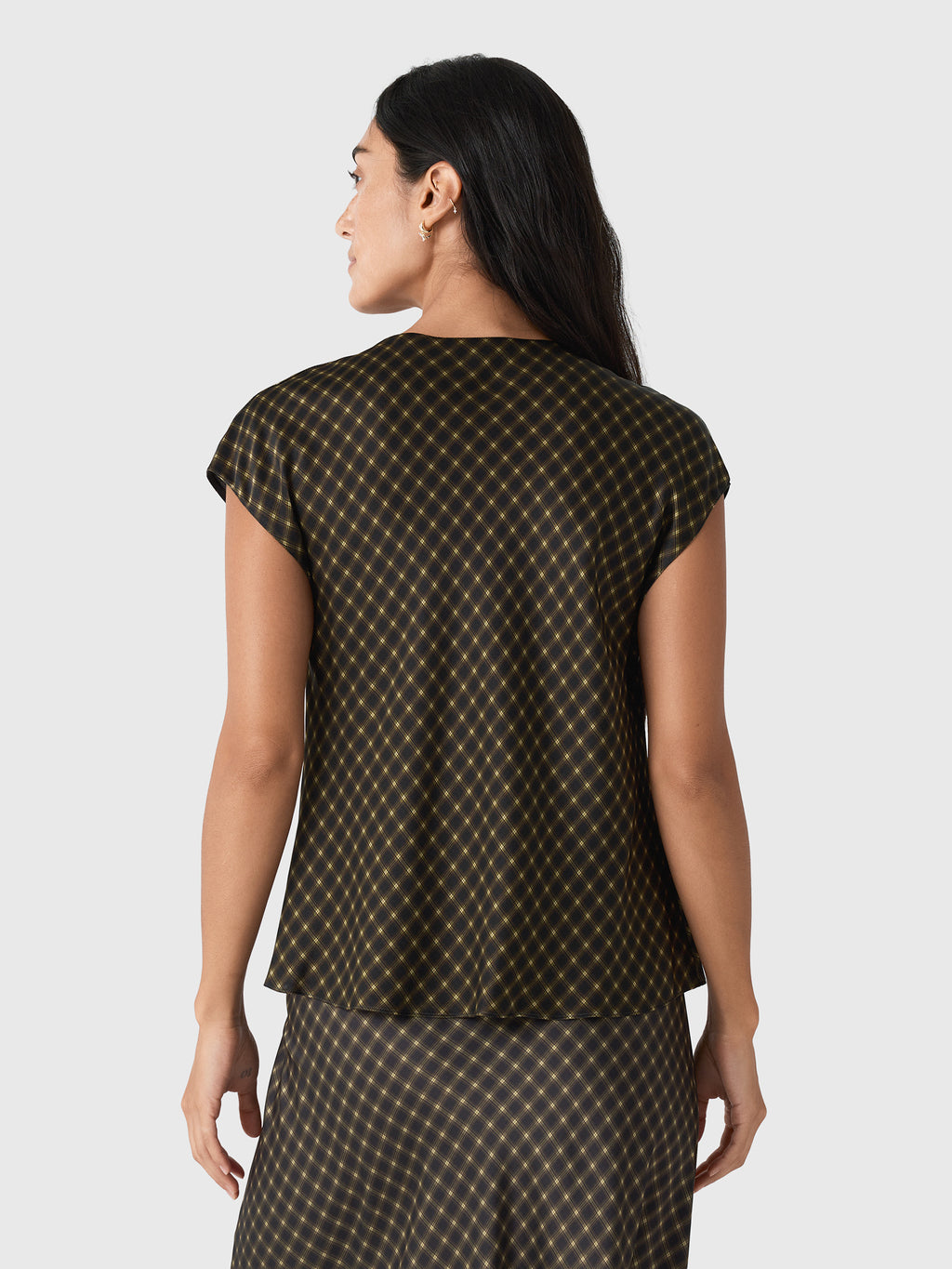 Vince Women's Ombré Plaid Silk Satin Cowl-Neck Blouse - Saint Bernard