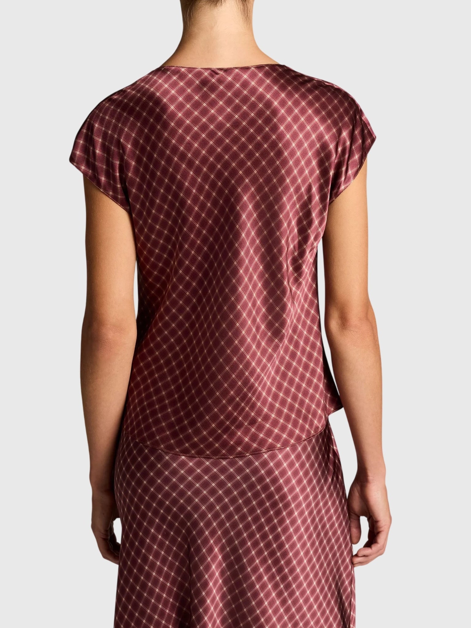 Vince Women's Ombré Plaid Silk Satin Cowl-Neck Blouse - Saint Bernard