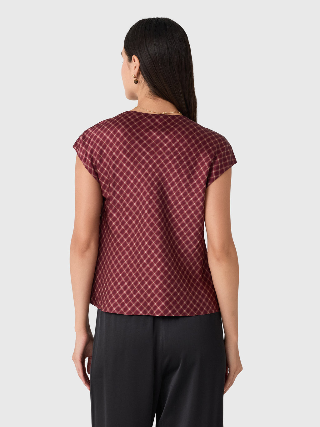 Vince Women's Ombré Plaid Silk Satin Cowl-Neck Blouse - Saint Bernard