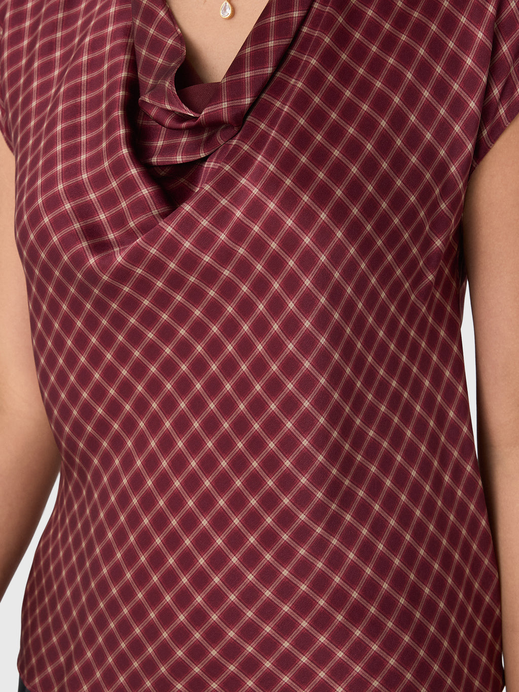 Vince Women's Ombré Plaid Silk Satin Cowl-Neck Blouse - Saint Bernard
