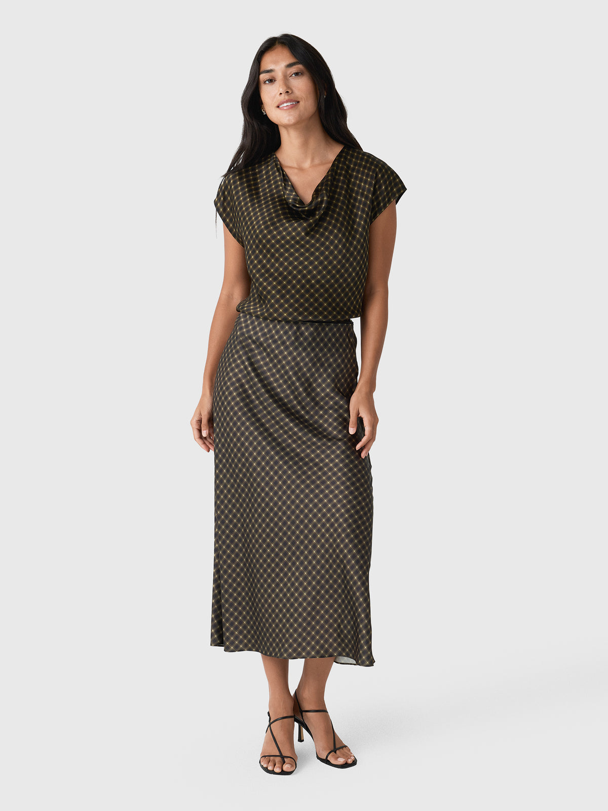 Vince Women's Ombré Plaid Lingerie-Trim Satin Slip Skirt - Saint Bernard