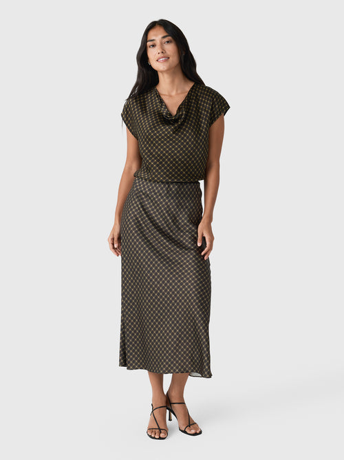 Vince Women's Ombré Plaid Lingerie-Trim Satin Slip Skirt